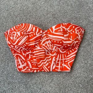 Orange and White Strapless Bustier Top